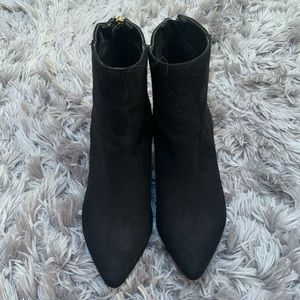 Black suede ponity booties